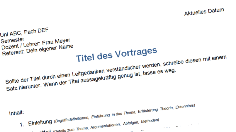 Handout Tipps Zum Aufbau Beispiele Und Muster Prasentationstipps De